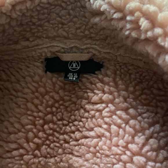 Misguided pink shearling moto jacket size 8 - Picture 3 of 4